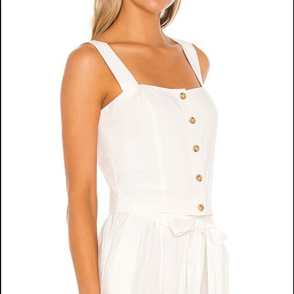 REVOLVE - Bobi Black Indio Linen Paperbag Waist Pant & Tank Top Set in Ivory XS - Picture 2 of 7